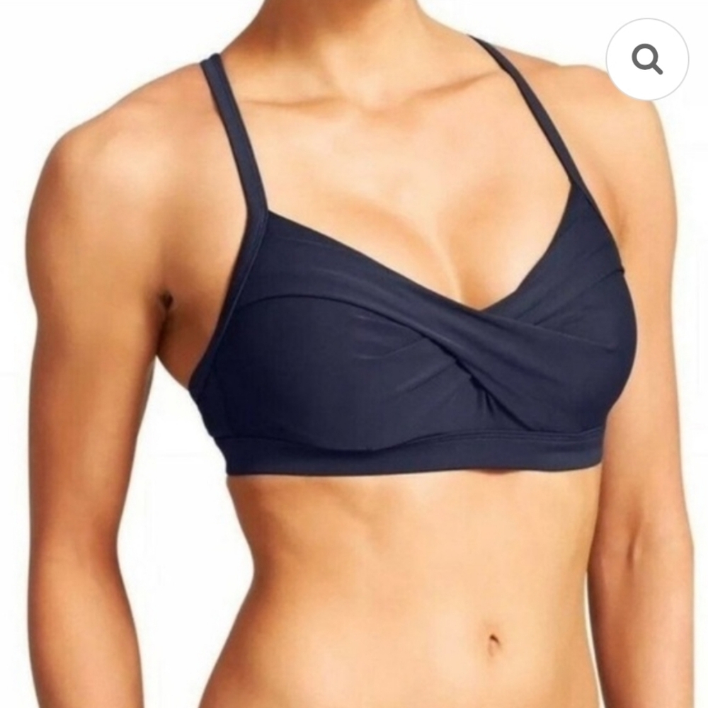 Athleta Navy Twister Bikini Top 34B/C Full Support Underwire BS5